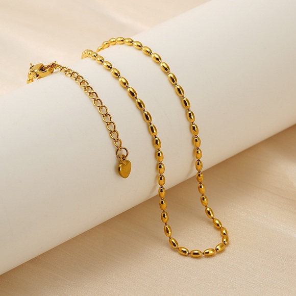 18K Gold Plated Beaded Necklace*Gold Nuggets Necklace*Dainty Waterproof*ZX - Picture 2 of 8